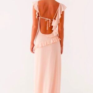 Chic Backless Pink Ruffle Dress